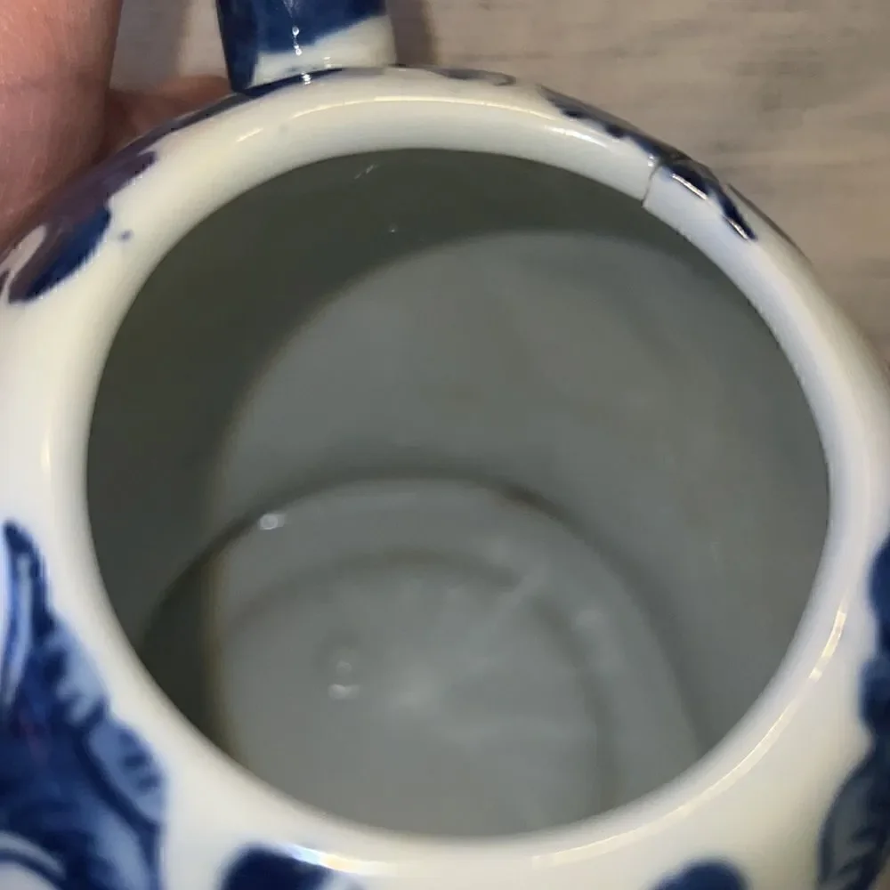 Blue & White Floral Turtle Teapot Tortoise Vintage China Unique Kitsch FLAW